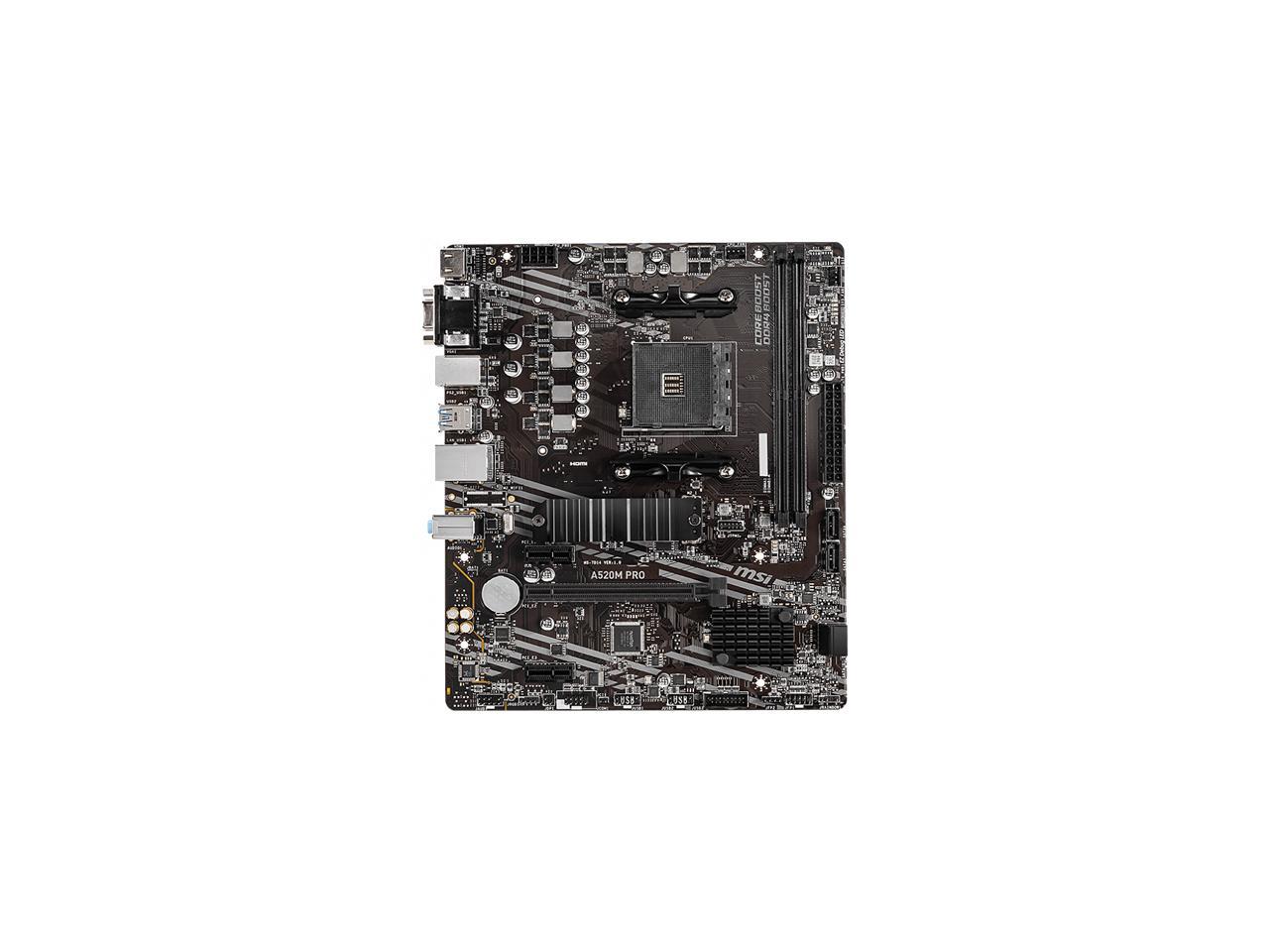 MSI A520M PRO AM4 AMD A520 SATA 6Gb/s Micro ATX AMD Motherboard