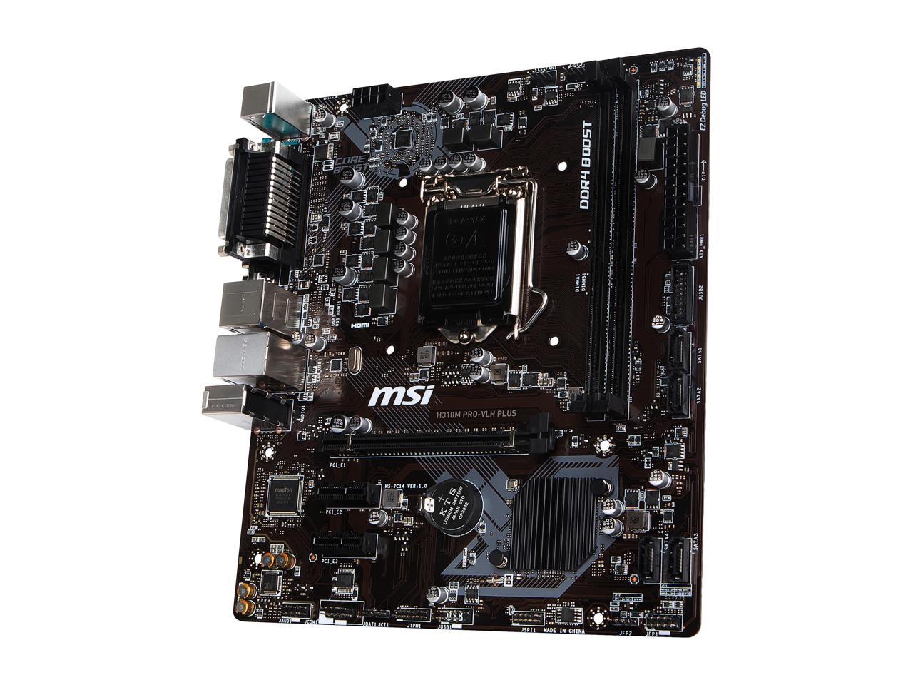 MSI PRO H310M PRO-VLH PLUS LGA 1151 (300 Series) Intel H310 SATA 6Gb/s Micro ATX Intel Motherboard