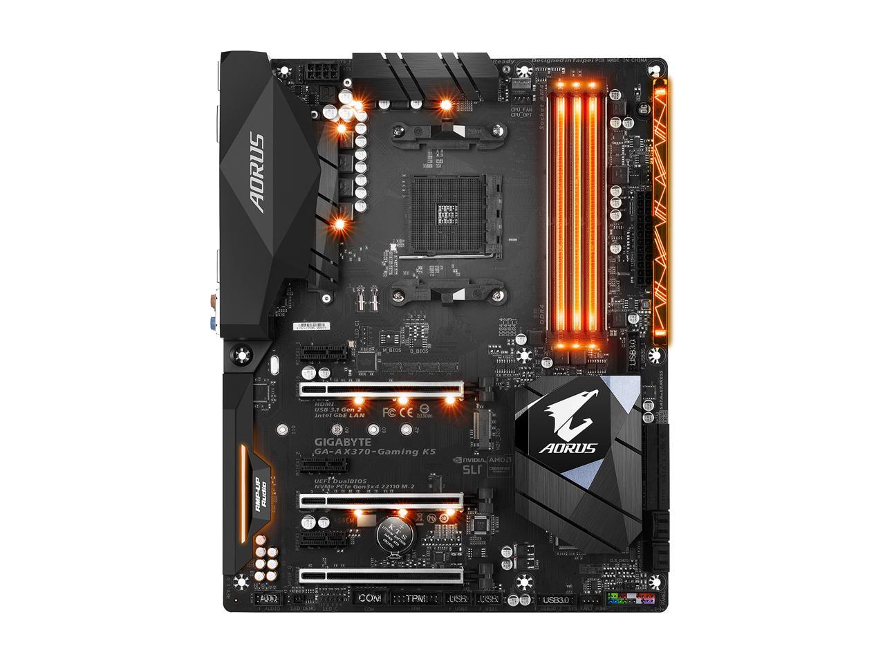 GIGABYTE GA-AX370-Gaming K5 (rev. 1.0) AM4 AMD X370 SATA 6Gb/s USB 3.1 HDMI ATX AMD Motherboard