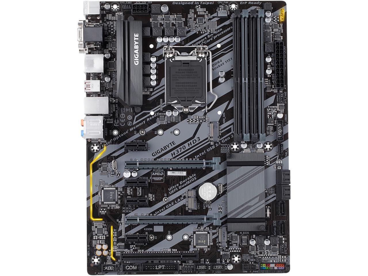 GIGABYTE H370 HD3 LGA 1151 (300 Series) Intel H370 HDMI SATA 6Gb/s USB 3.1 ATX Intel Motherboard