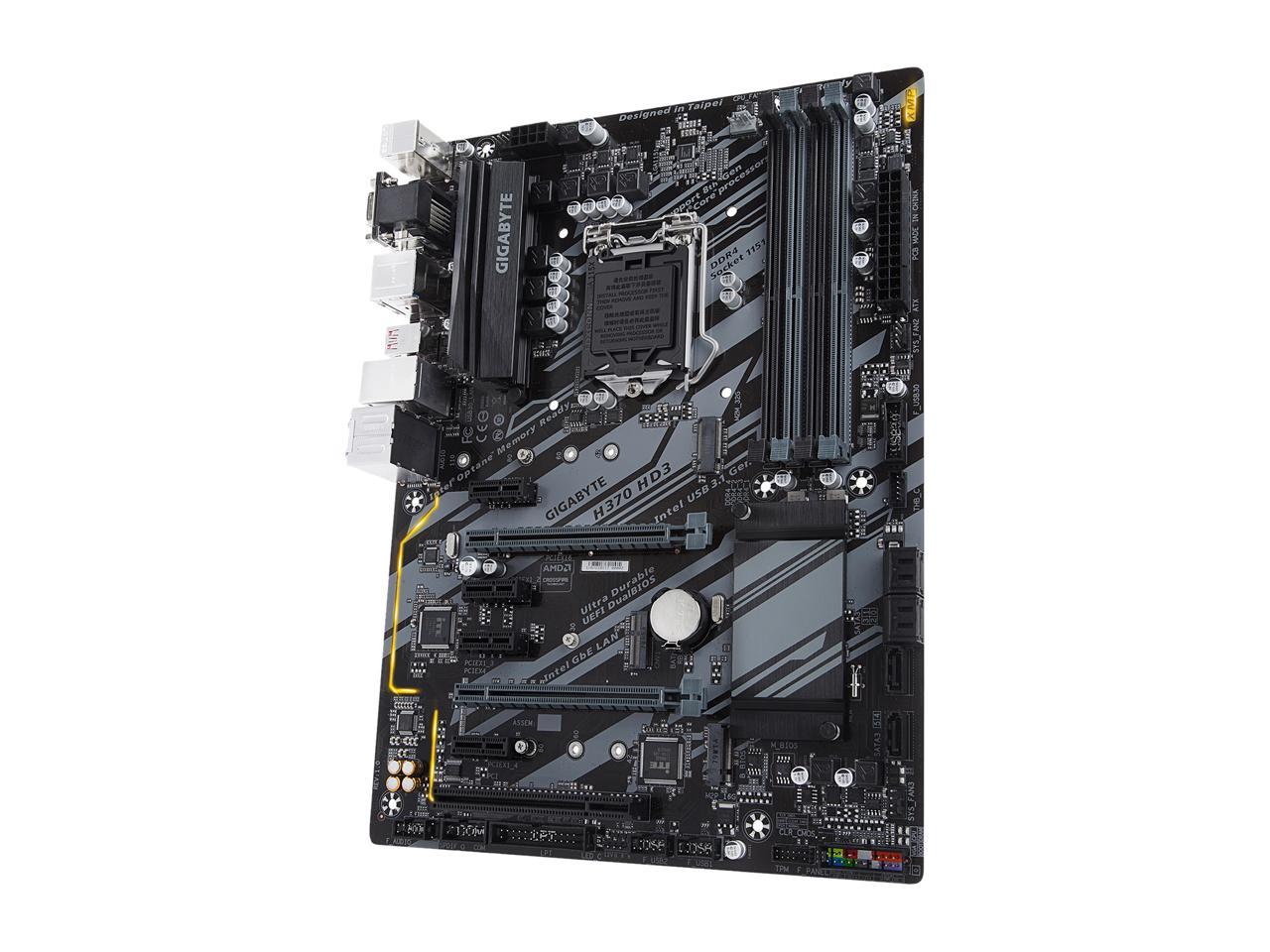 GIGABYTE H370 HD3 LGA 1151 (300 Series) Intel H370 HDMI SATA 6Gb/s USB 3.1 ATX Intel Motherboard