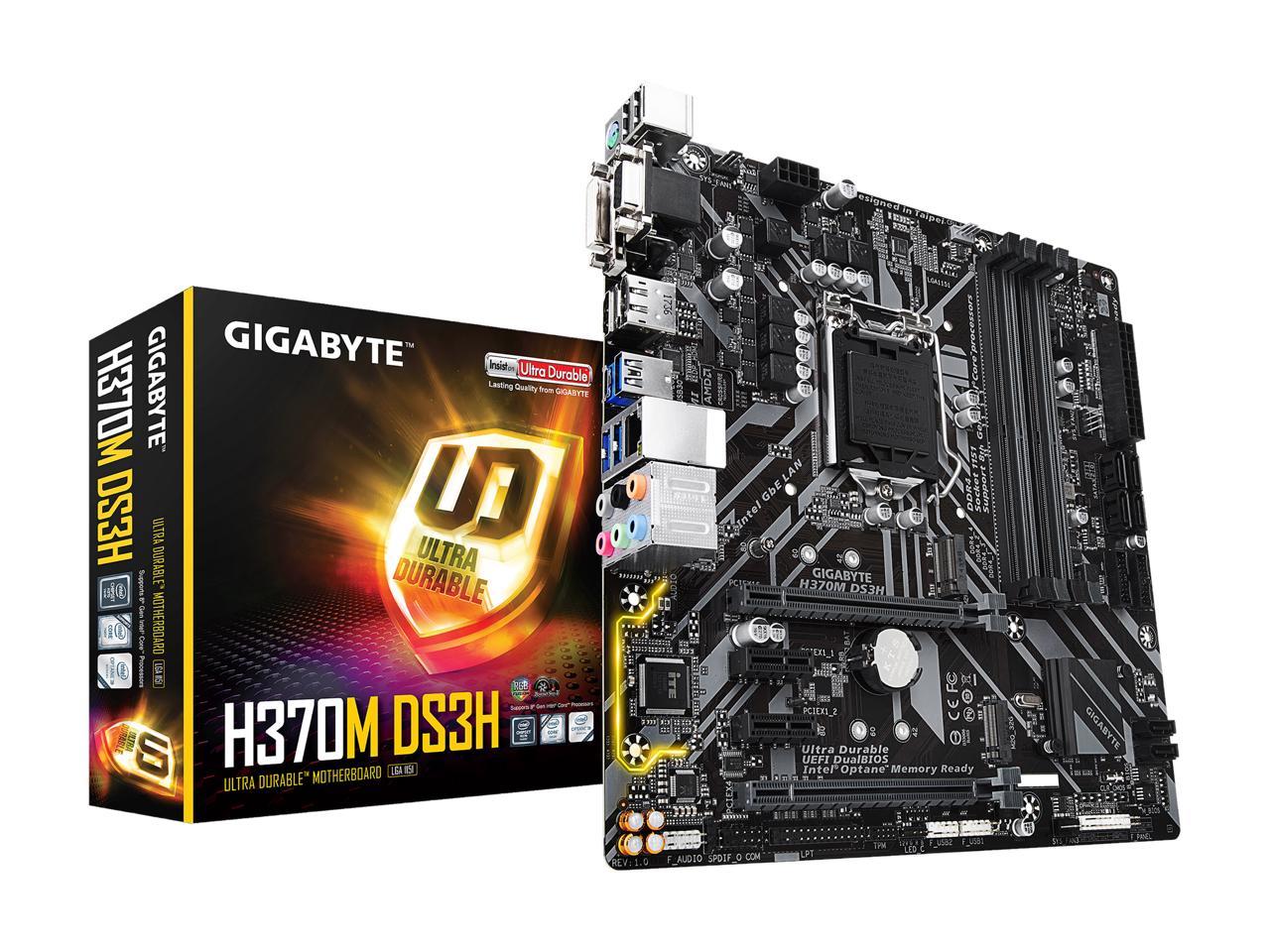 GIGABYTE H370M DS3H LGA 1151 (300 Series) Intel H370 HDMI SATA 6Gb/s USB 3.1 Micro ATX Intel Motherboard