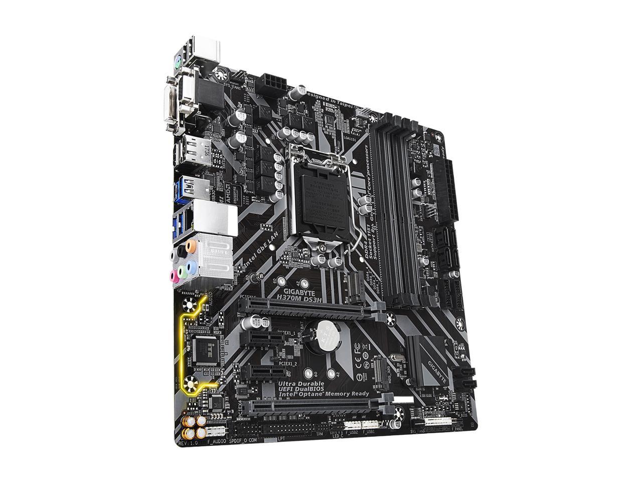 GIGABYTE H370M DS3H LGA 1151 (300 Series) Intel H370 HDMI SATA 6Gb/s USB 3.1 Micro ATX Intel Motherboard