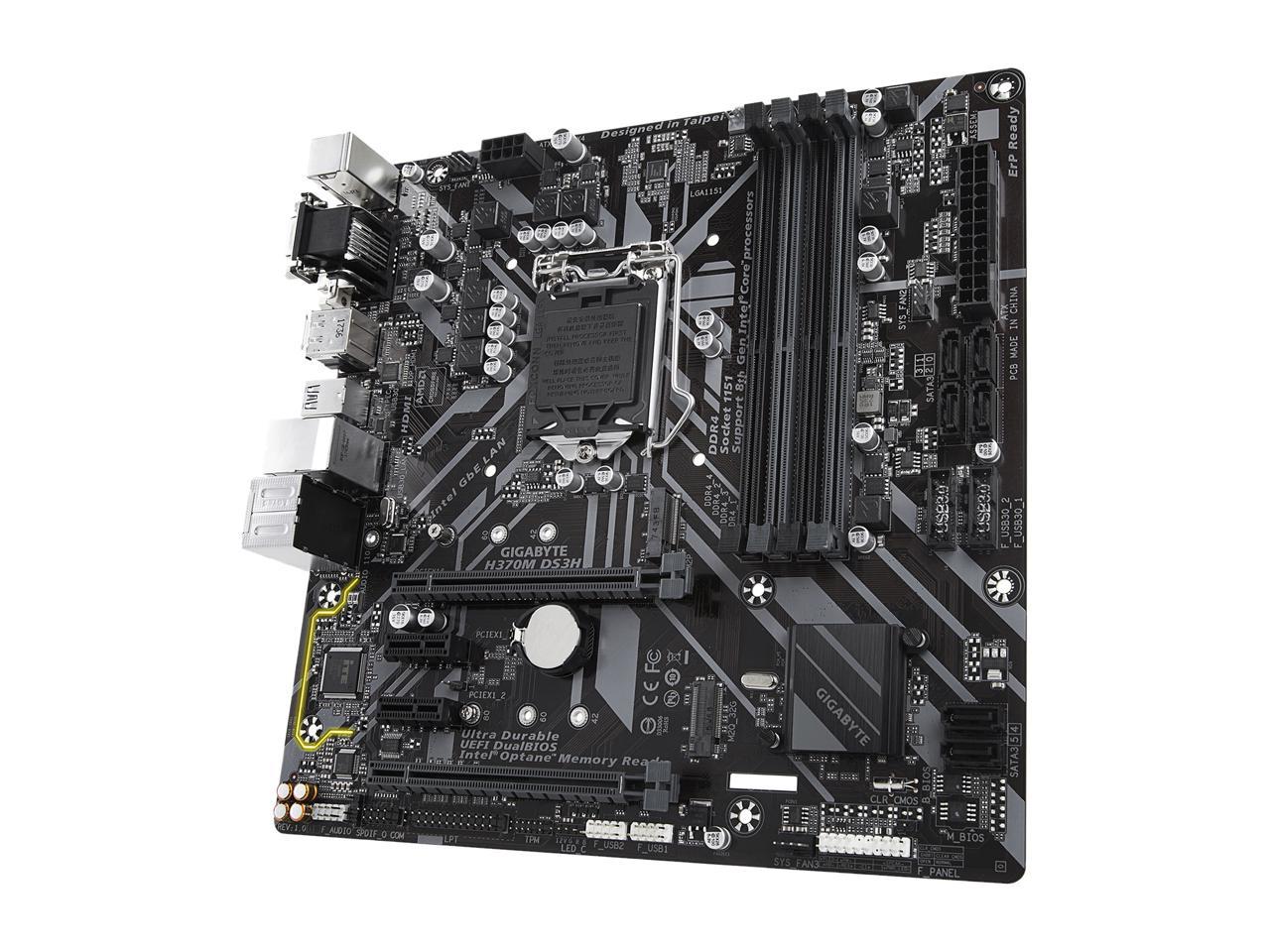GIGABYTE H370M DS3H LGA 1151 (300 Series) Intel H370 HDMI SATA 6Gb/s USB 3.1 Micro ATX Intel Motherboard