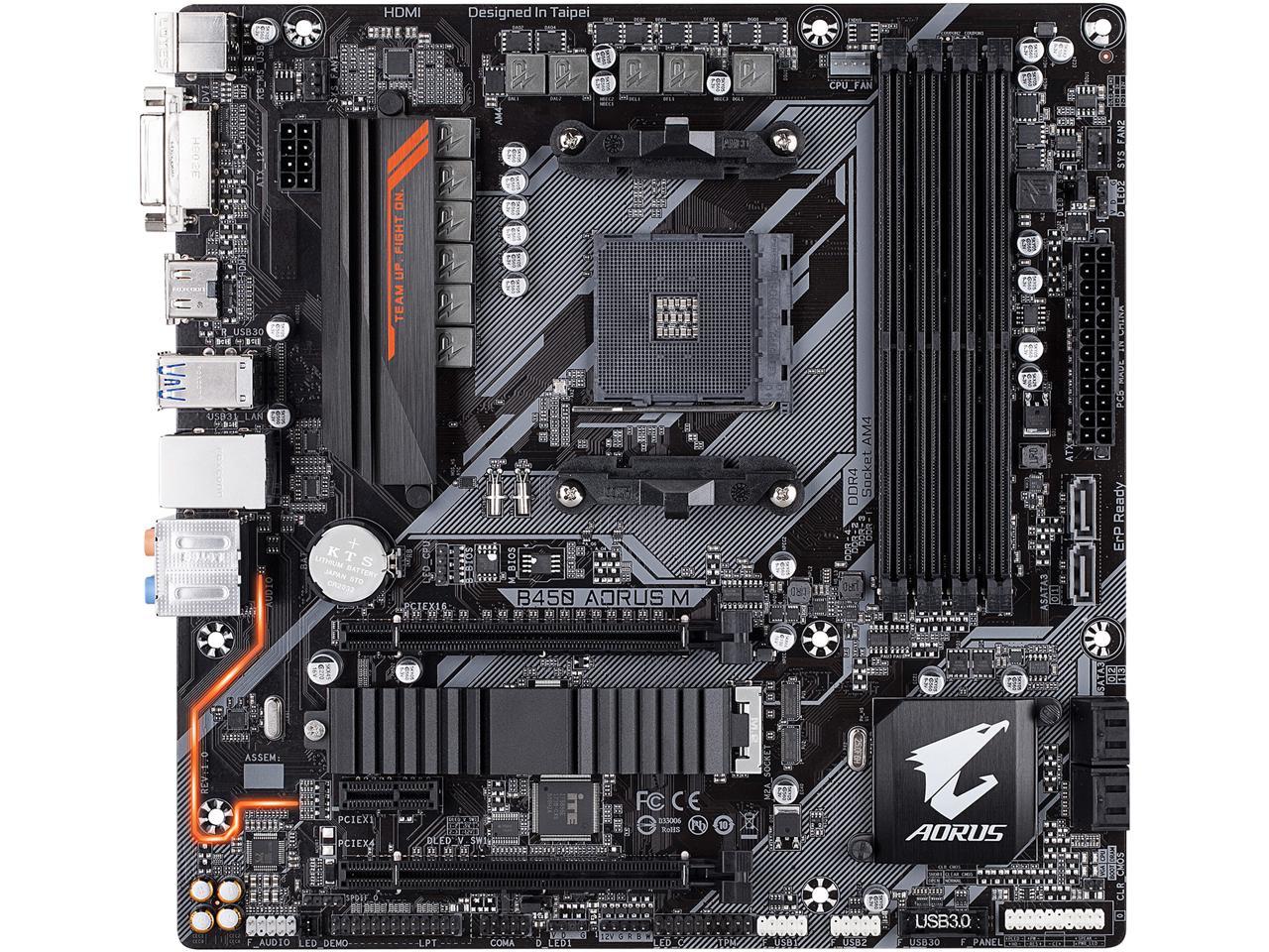 GIGABYTE B450 AORUS M AM4 AMD B450 SATA 6Gb/s Micro ATX AMD Motherboard