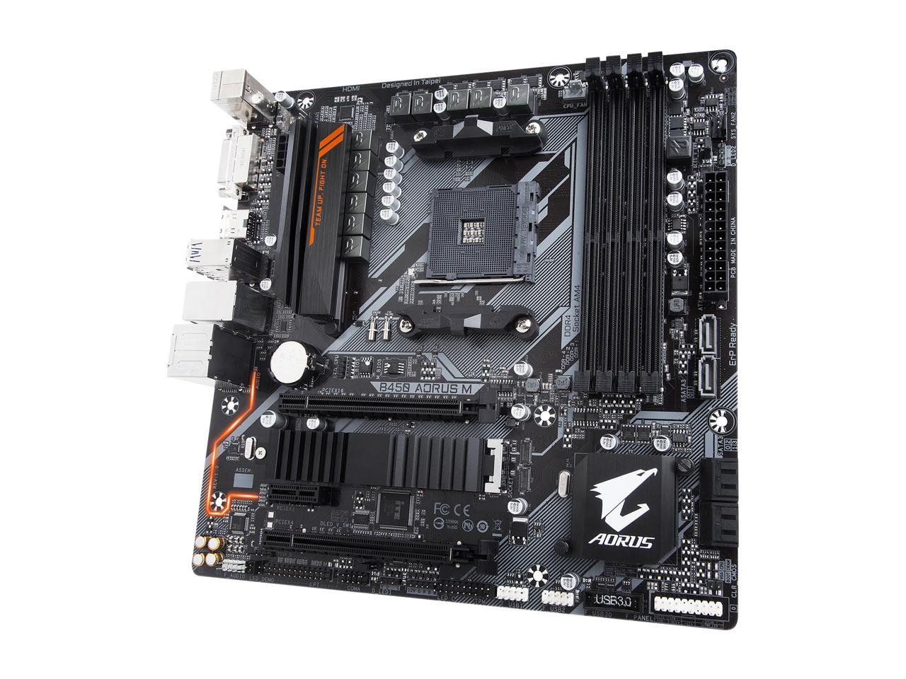 GIGABYTE B450 AORUS M AM4 AMD B450 SATA 6Gb/s Micro ATX AMD Motherboard