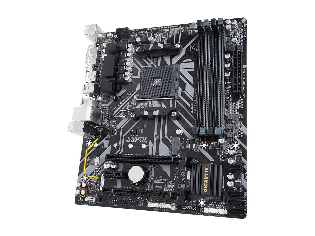 GIGABYTE B450M DS3H AM4 AMD B450 SATA 6Gb/s Micro ATX AMD Motherboard