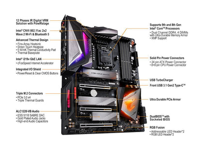GIGABYTE Z390 AORUS MASTER LGA 1151 (300 Series) Intel Z390 SATA 6Gb/s ATX Intel Motherboard