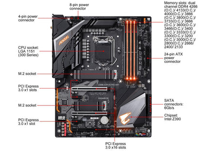 GIGABYTE Z390 AORUS PRO WIFI LGA 1151 (300 Series) Intel Z390 SATA 6Gb/s ATX Intel Motherboard