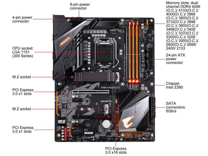 GIGABYTE Z390 AORUS ELITE LGA 1151 (300 Series) Intel Z390 SATA 6Gb/s ATX Intel Motherboard