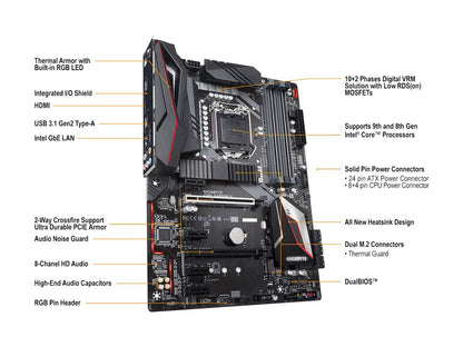 GIGABYTE Z390 GAMING X LGA 1151 (300 Series) Intel Z390 HDMI SATA 6Gb/s USB 3.1 ATX Intel Motherboard