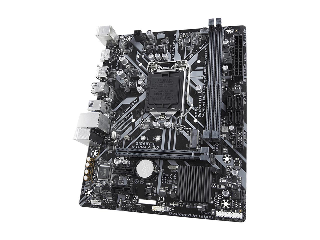 GIGABYTE H310M A 2.0 LGA 1151 (300 Series) Intel H310 SATA 6Gb/s Micro ATX Intel Motherboard