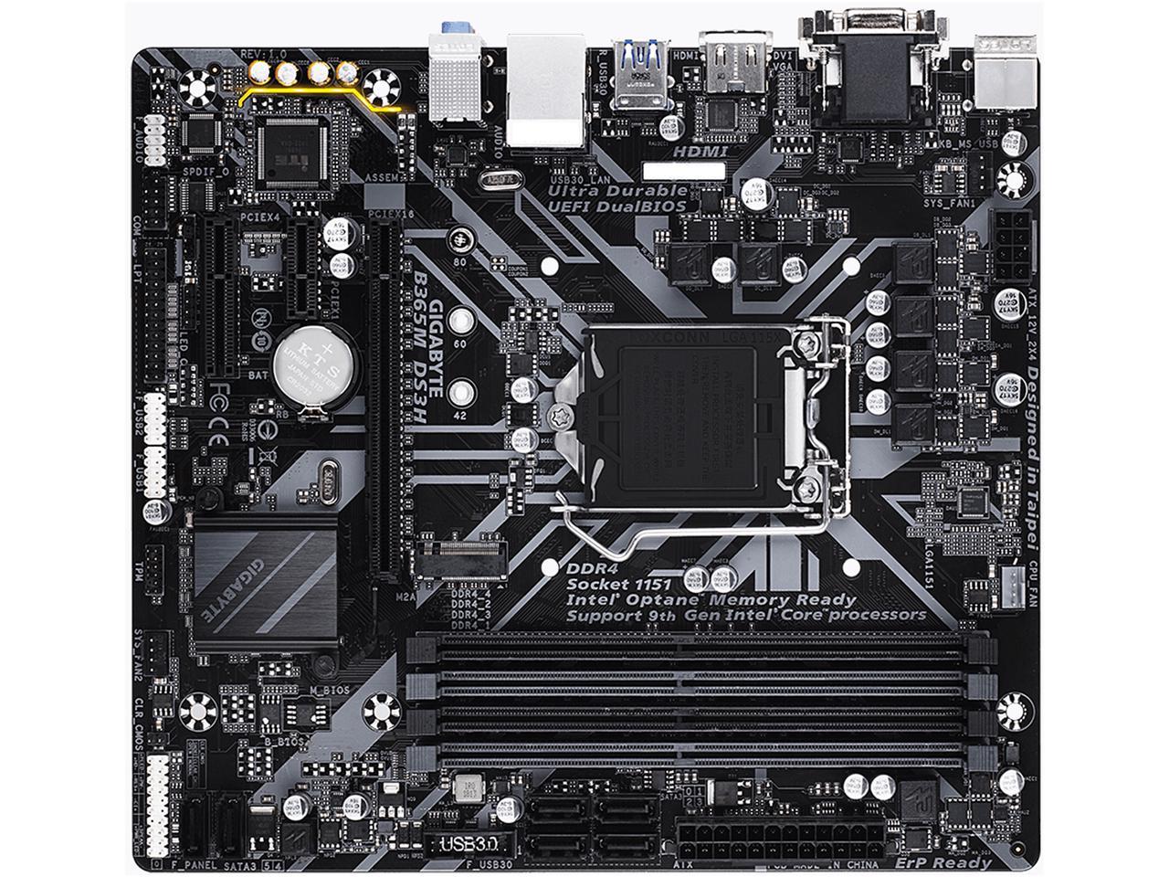 GIGABYTE B365M DS3H LGA 1151 (300 Series) Intel B365 SATA 6Gb/s Micro ATX Intel Motherboard