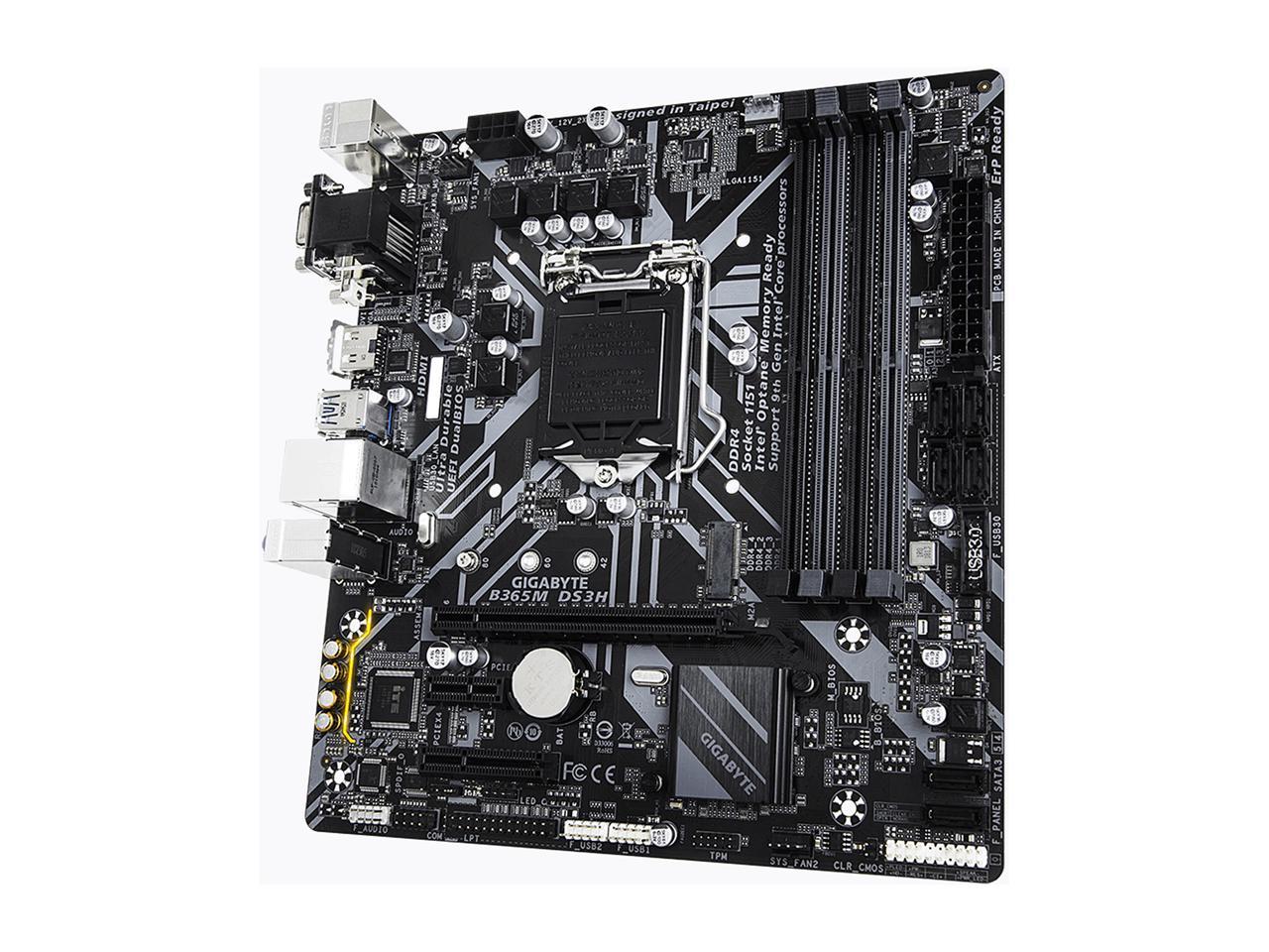 GIGABYTE B365M DS3H LGA 1151 (300 Series) Intel B365 SATA 6Gb/s Micro ATX Intel Motherboard