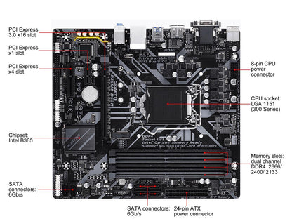 GIGABYTE B365M DS3H LGA 1151 (300 Series) Intel B365 SATA 6Gb/s Micro ATX Intel Motherboard
