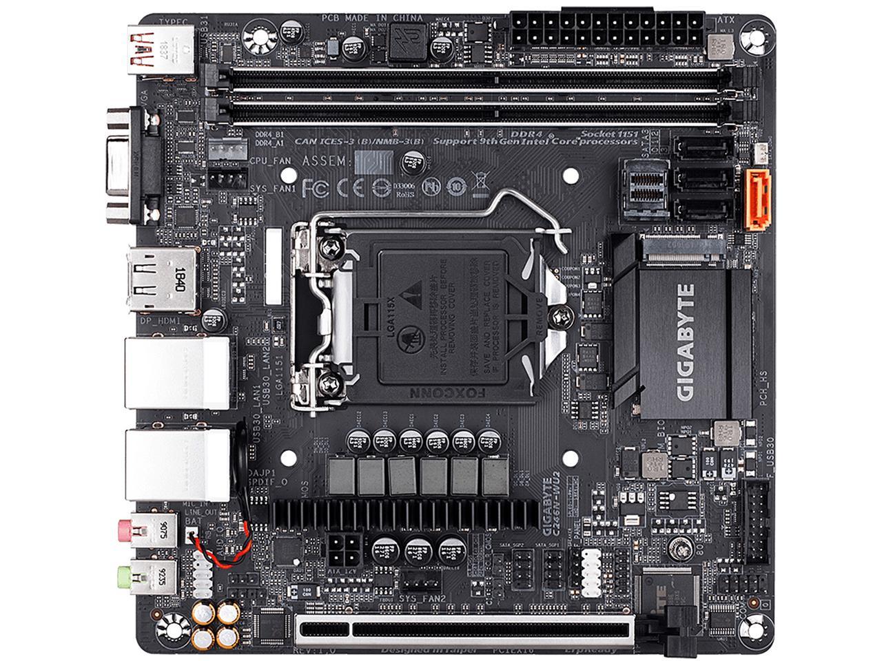 GIGABYTE C246N-WU2 LGA 1151 (300 Series) Intel C246 SATA 6Gb/s Mini ITX Intel Motherboard