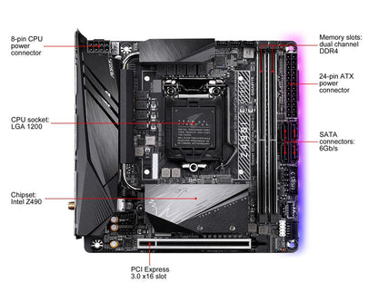 GIGABYTE Z490I AORUS ULTRA LGA 1200 Intel Z490 Mini-ITX Motherboard with Dual M.2, SATA 6Gb/s, USB 3.2 Gen 2, WIFI 6, 2.5 GbE LAN