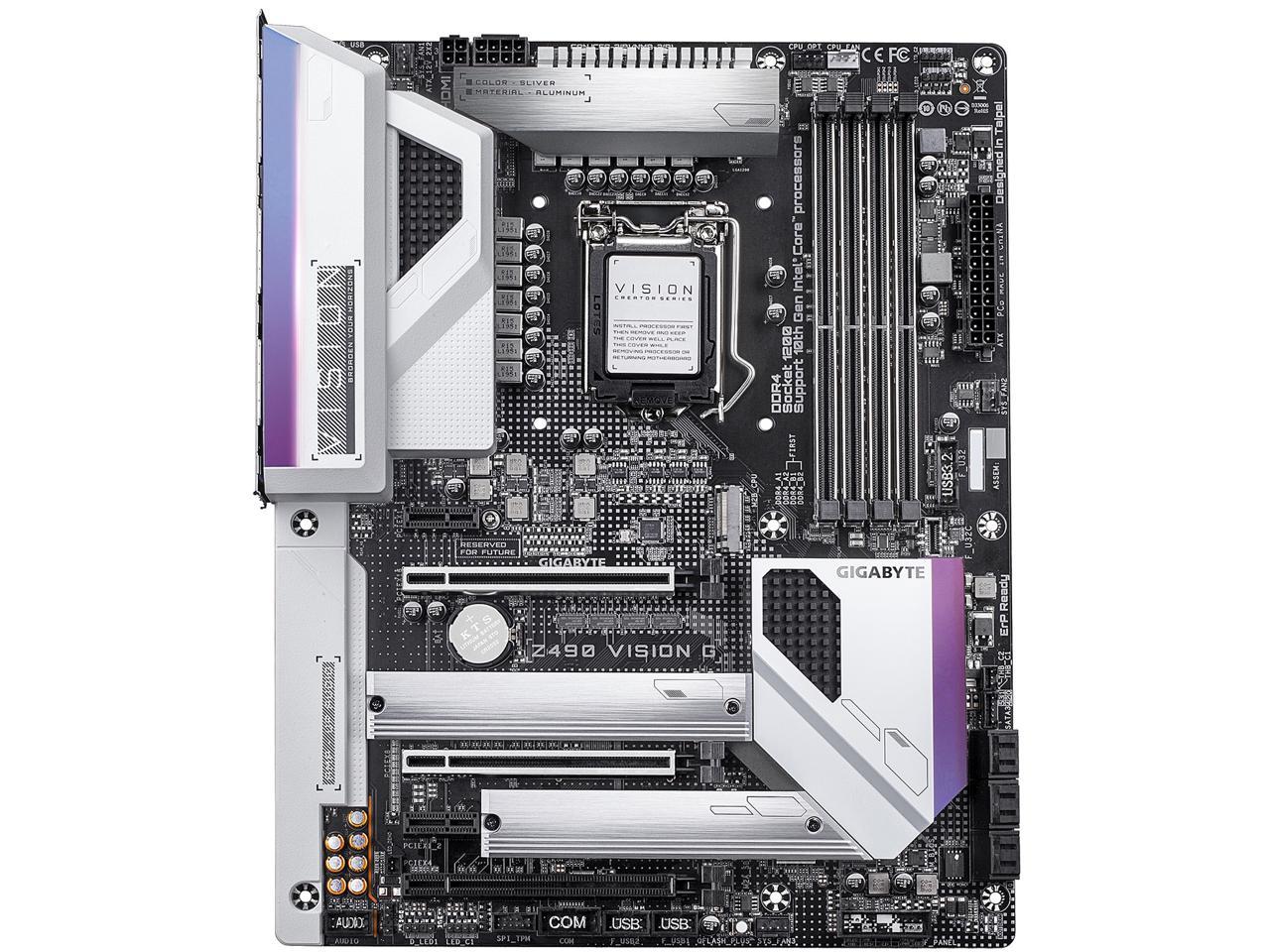 GIGABYTE Z490 VISION G LGA 1200 Intel Z490 ATX Motherboard with Dual M.2, SATA 6Gb/s, USB 3.2 Gen 2, 2.5 GbE LAN, SLI Support