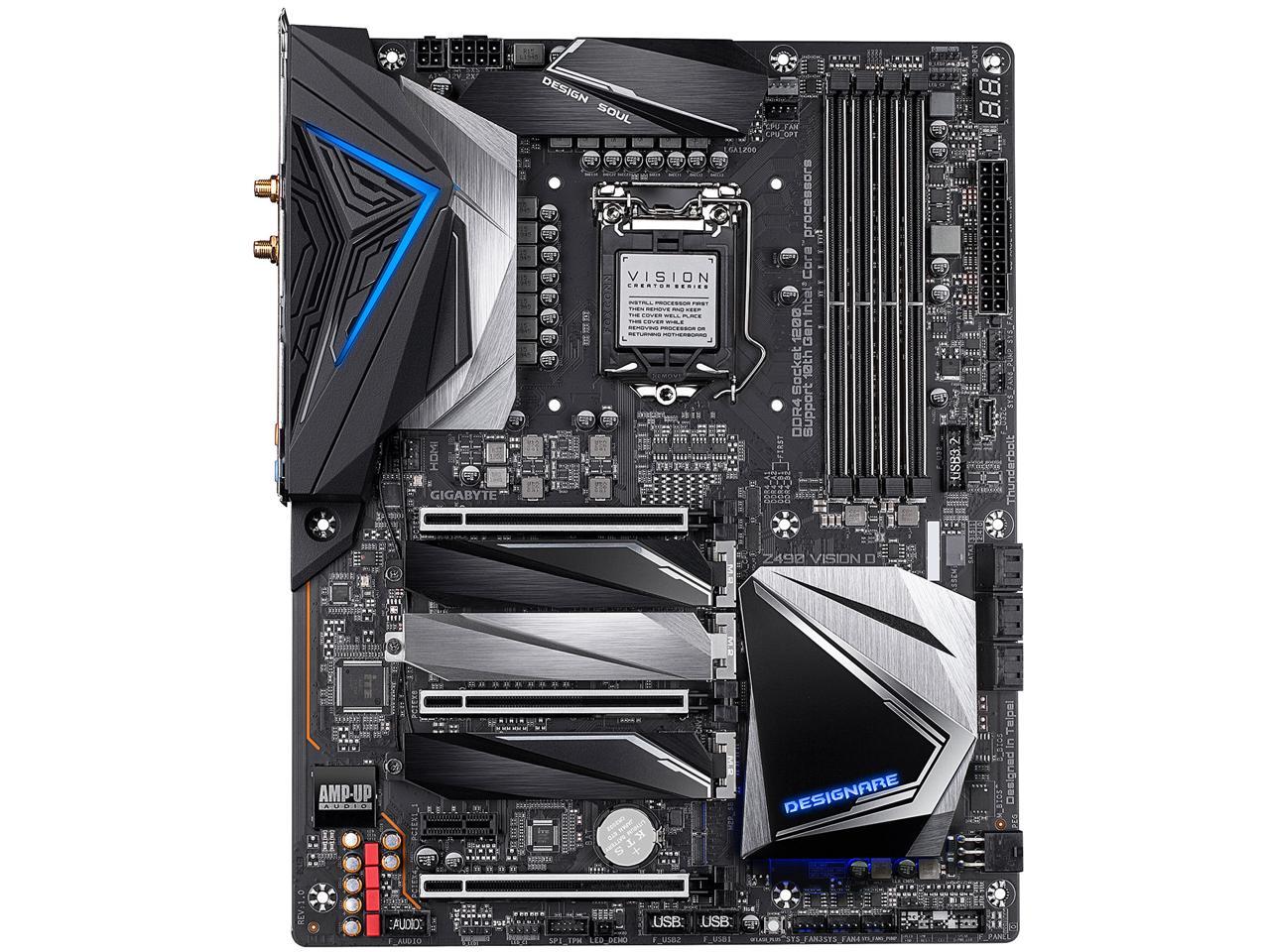 GIGABYTE Z490 VISION D LGA 1200 Intel Z490 ATX Motherboard with Triple M.2, SATA 6Gb/s, USB 3.2 Gen 2, WIFI 6, 2.5 GbE LAN, Dual Thunderbolt 3