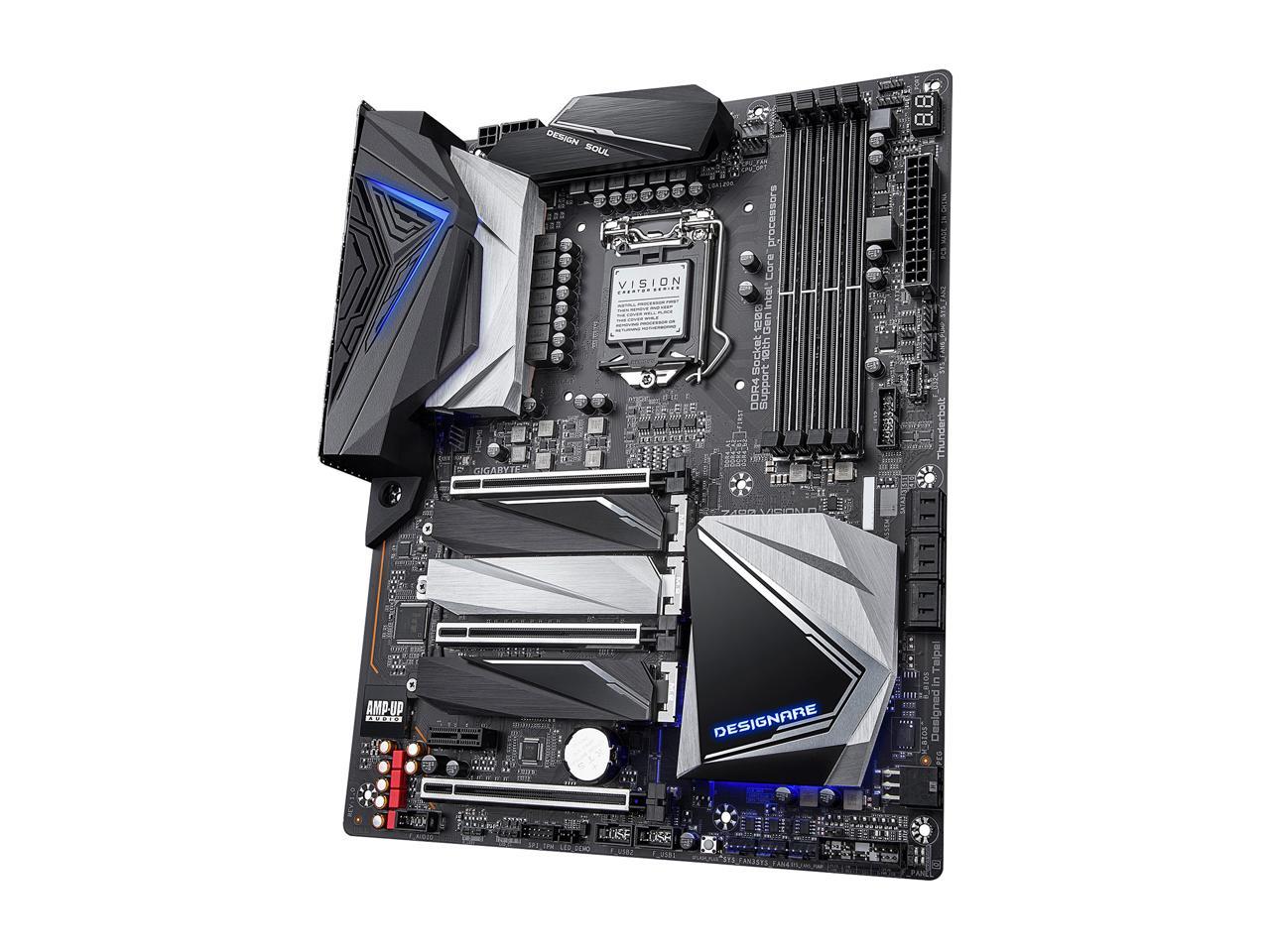 GIGABYTE Z490 VISION D LGA 1200 Intel Z490 ATX Motherboard with Triple M.2, SATA 6Gb/s, USB 3.2 Gen 2, WIFI 6, 2.5 GbE LAN, Dual Thunderbolt 3