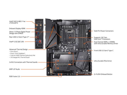 GIGABYTE Z490 AORUS PRO AX LGA 1200 Intel Z490 ATX Motherboard with Dual M.2, SATA 6Gb/s, USB 3.2 Gen 2, WIFI 6, 2.5 GbE LAN