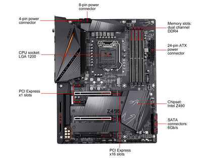 GIGABYTE Z490 AORUS PRO AX LGA 1200 Intel Z490 ATX Motherboard with Dual M.2, SATA 6Gb/s, USB 3.2 Gen 2, WIFI 6, 2.5 GbE LAN