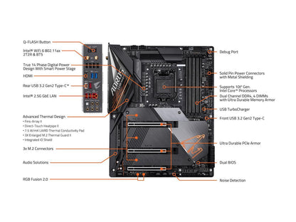 GIGABYTE Z490 AORUS MASTER LGA 1200 Intel Z490 ATX Motherboard with Triple M.2, SATA 6Gb/s, USB 3.2 Gen 2, WIFI 6, 2.5 GbE LAN