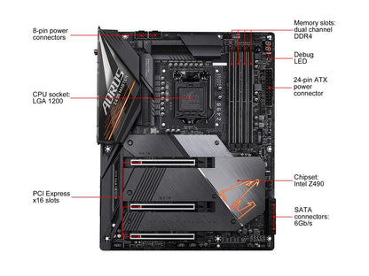 GIGABYTE Z490 AORUS MASTER LGA 1200 Intel Z490 ATX Motherboard with Triple M.2, SATA 6Gb/s, USB 3.2 Gen 2, WIFI 6, 2.5 GbE LAN