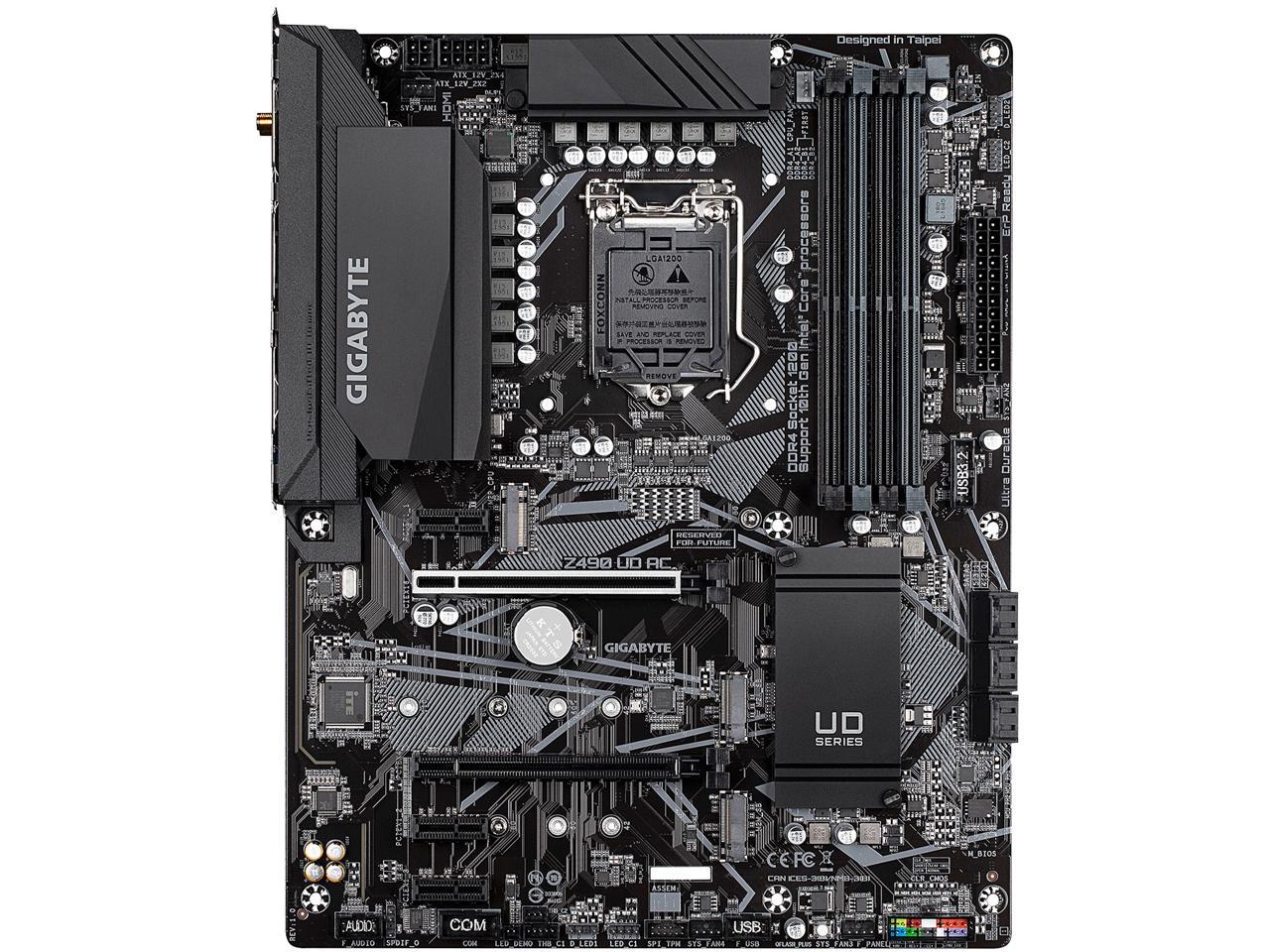 GIGABYTE Z490 UD AC LGA 1200 Intel Z490 ATX Motherboard with Dual M.2, SATA 6Gb/s, USB 3.2 Gen 2, Intel 802.11ac