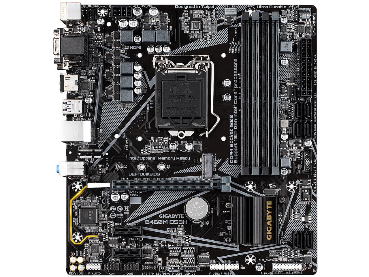 GIGABYTE B460M DS3H LGA 1200 Intel B460 Micro-ATX Motherboard with M.2, SATA 6Gb/s, USB 3.2 Gen 1