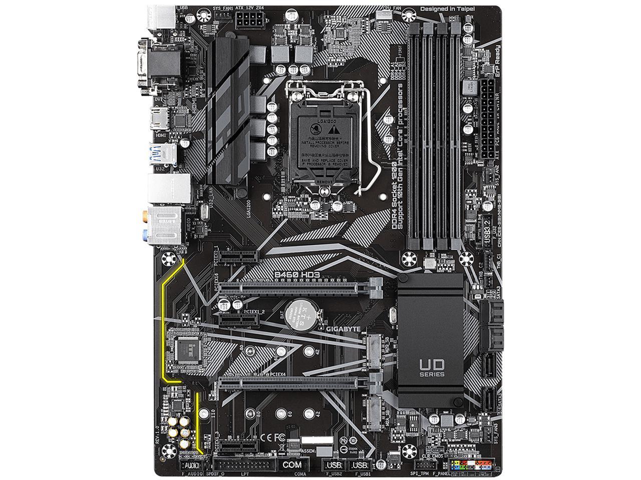 GIGABYTE B460 HD3 LGA 1200 Intel B460 ATX Motherboard with Dual M.2, SATA 6Gb/s, USB 3.2 Gen 1