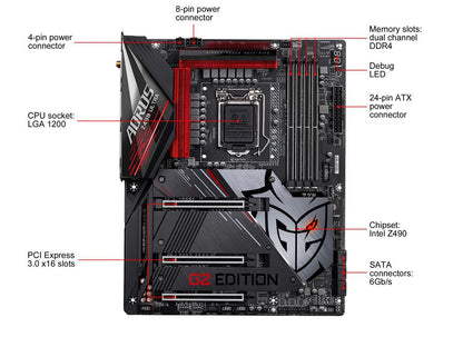 GIGABYTE Z490 AORUS ULTRA-GU (G2 Edition) LGA 1200 Intel Z490 ATX Motherboard with Triple M.2, SATA 6Gb/s, USB 3.2 Gen 2, WIFI 6, 2.5 GbE LAN, ESSential USB DAC