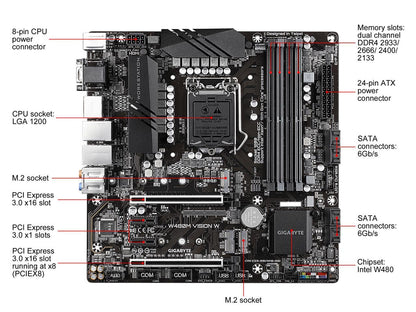GIGABYTE W480M VISION W LGA 1200 Intel W480 SATA 6Gb/s Micro ATX Intel Motherboard
