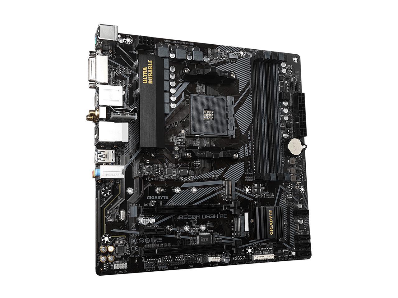 GIGABYTE B550M DS3H AC AM4 AMD B550 SATA 6Gb/s Micro ATX AMD Motherboard