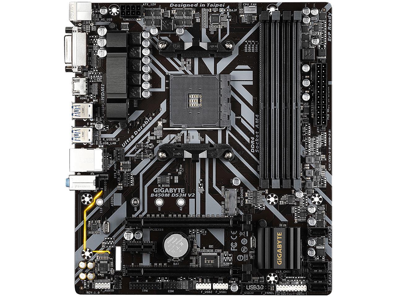 GIGABYTE B450M DS3H V2 AM4 AMD B450 SATA 6Gb/s Micro ATX AMD Motherboard