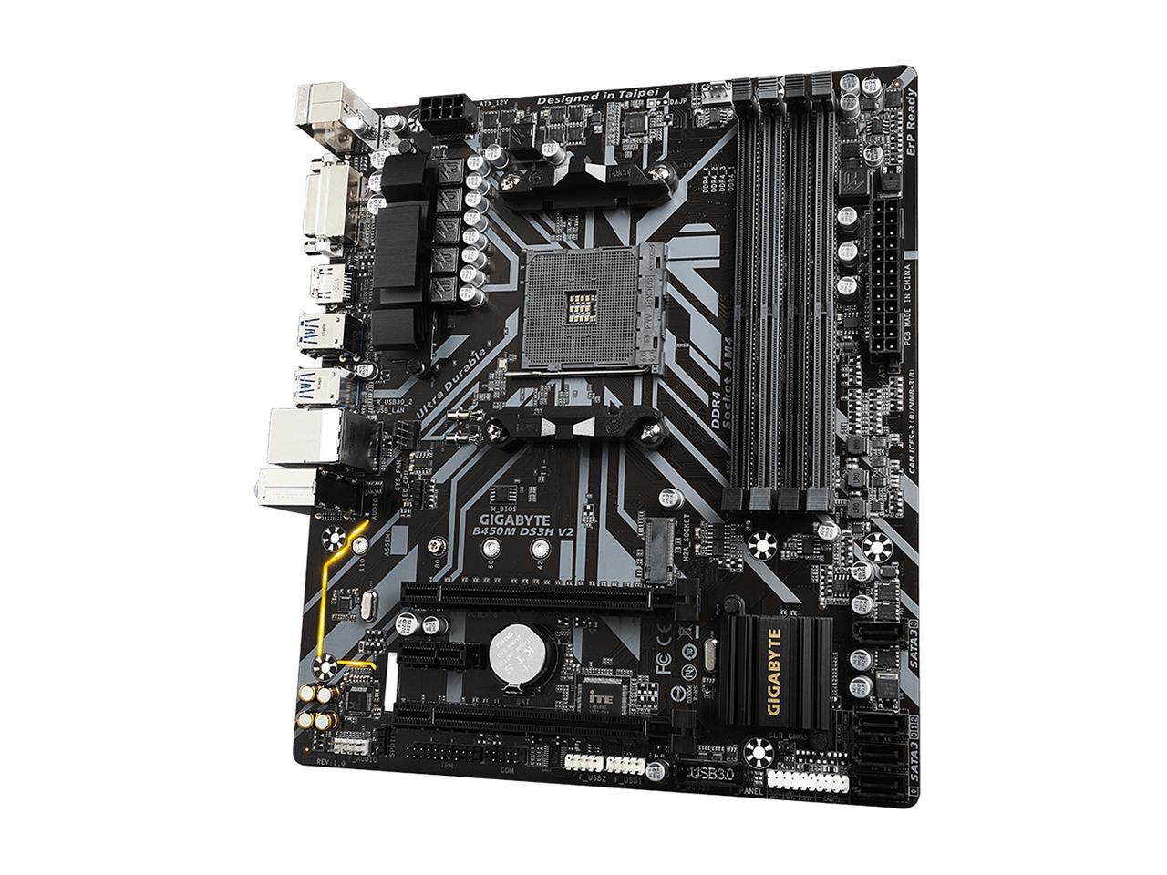 GIGABYTE B450M DS3H V2 AM4 AMD B450 SATA 6Gb/s Micro ATX AMD Motherboard