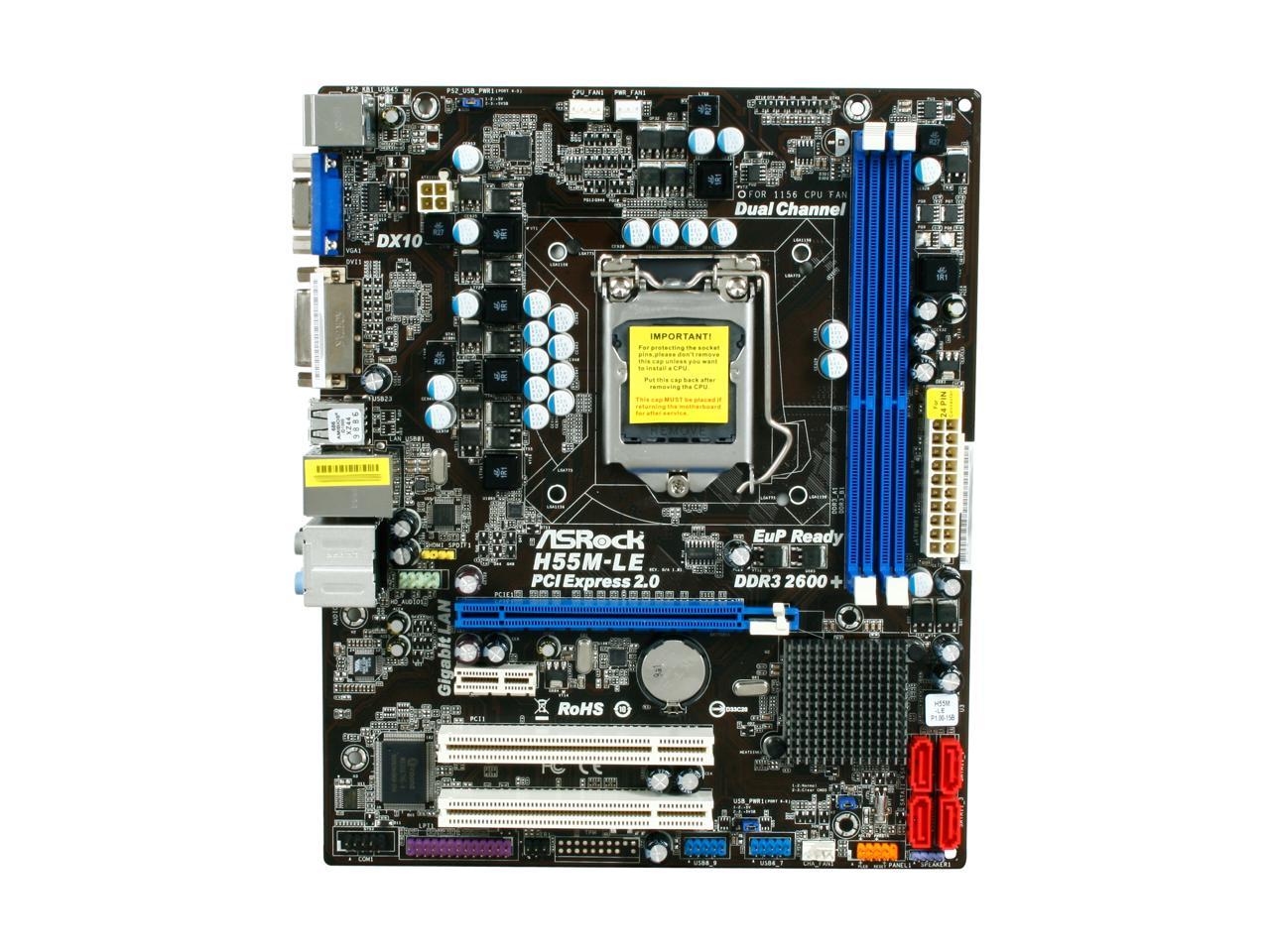 ASRock H55M-LE LGA 1156 Intel H55 Micro ATX Intel Motherboard