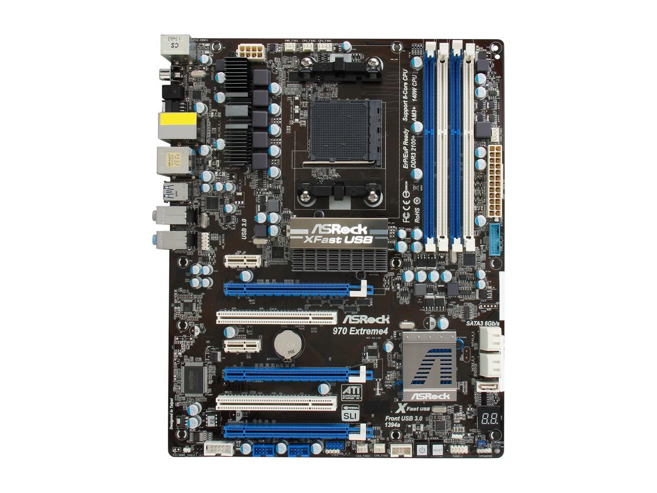 ASRock 970 Extreme4 AM3+/AM3 AMD 970 + SB950 SATA 6Gb/s USB 3.0 ATX AMD Motherboard with UEFI BIOS