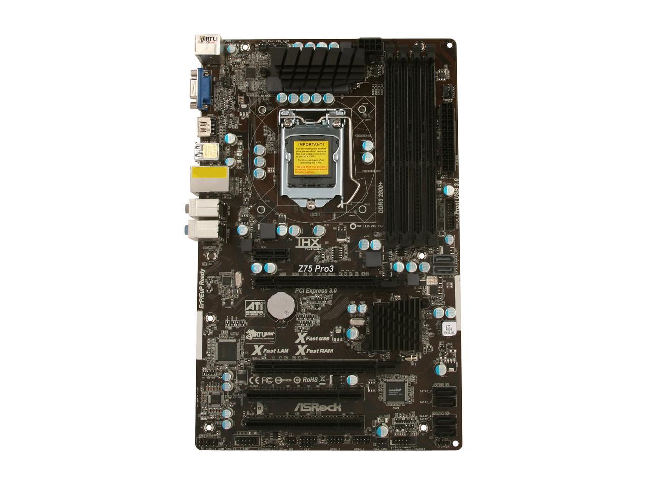 ASRock Z75 Pro3 LGA 1155 Intel Z75 HDMI SATA 6Gb/s USB 3.0 ATX Intel Motherboard