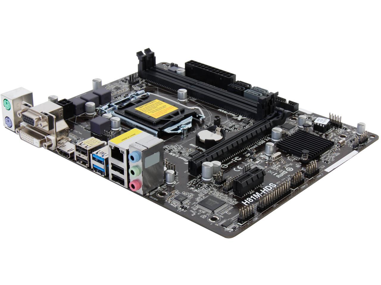ASRock H81M-HDS LGA 1150 Intel H81 HDMI SATA 6Gb/s USB 3.0 Micro ATX Intel Motherboard