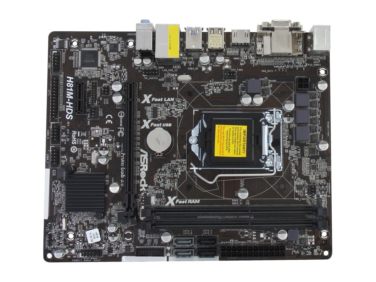 ASRock H81M-HDS LGA 1150 Intel H81 HDMI SATA 6Gb/s USB 3.0 Micro ATX Intel Motherboard