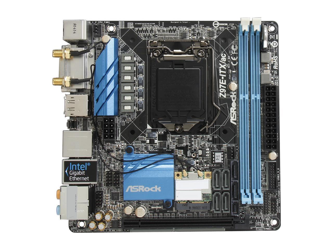 ASRock Z97E-ITX/ac LGA 1150 Intel Z97 HDMI SATA 6Gb/s USB 3.0 Mini ITX Intel Motherboard