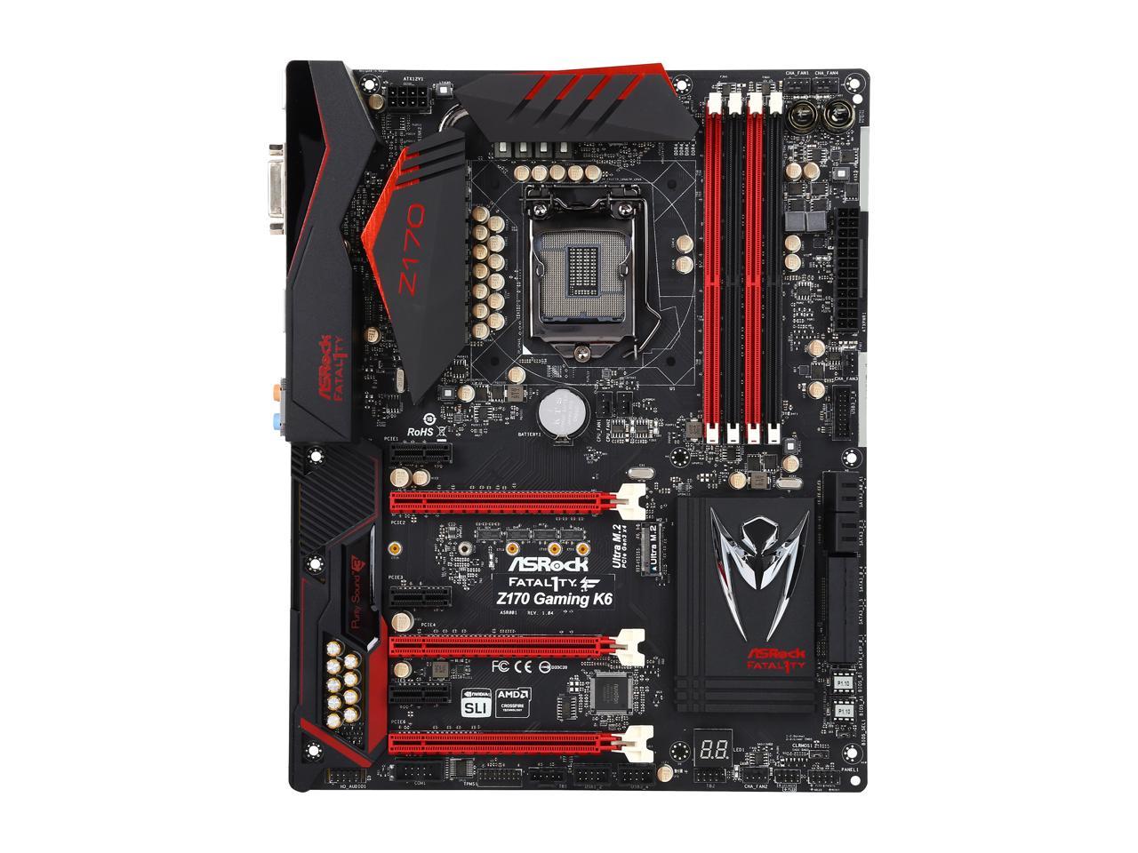 ASRock ASRock Fatal1ty Gaming Z170 Gaming K6 LGA 1151 Intel Z170 HDMI SATA 6Gb/s USB 3.1 USB 3.0 ATX Intel Motherboard