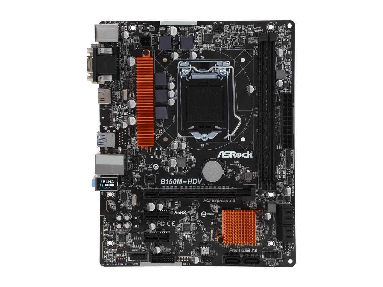 ASRock B150M-HDV LGA 1151 HDMI SATA 6Gb/s USB 3.0 Micro ATX Intel Motherboard