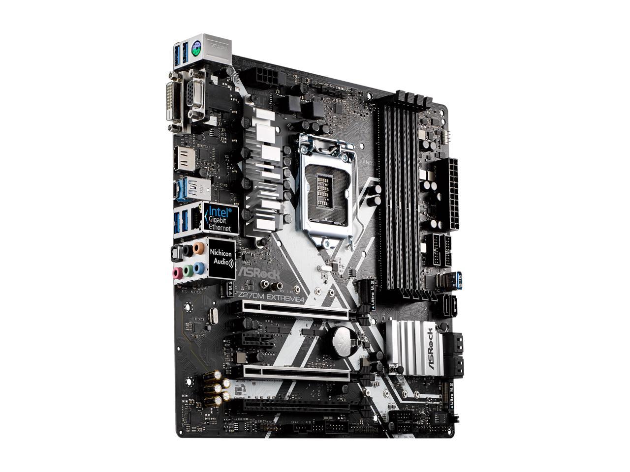ASRock Z270M EXTREME 4 LGA 1151 Intel Z270 HDMI SATA 6Gb/s USB 3.1 USB 3.0 Micro ATX Motherboards - Intel