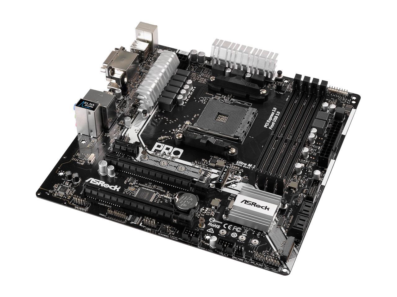 ASRock AB350M Pro4 AM4 AMD Promontory B350 SATA 6Gb/s USB 3.1 HDMI Micro ATX AMD Motherboard