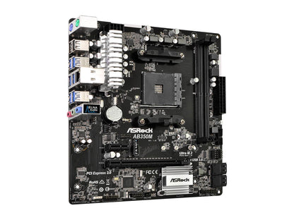 ASRock AB350M AM4 AMD Promontory B350 SATA 6Gb/s USB 3.1 Micro ATX AMD Motherboard