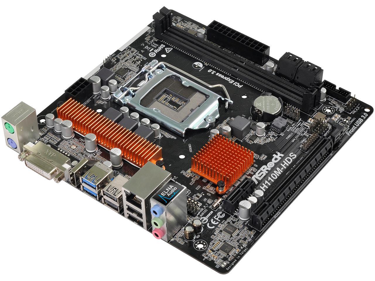 ASRock H110M-HDS R3.0 LGA 1151 Intel H110 HDMI SATA 6Gb/s USB 3.0 Micro ATX Motherboards - Intel