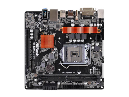 ASRock H110M-HDS R3.0 LGA 1151 Intel H110 HDMI SATA 6Gb/s USB 3.0 Micro ATX Motherboards - Intel