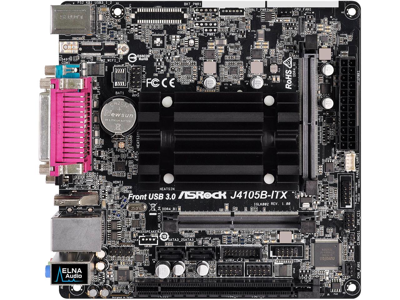 ASRock J4105B-ITX Intel Celeron Quad-Core Processor J4105 (up to 2.5 GHz) Mini ITX Motherboard / CPU Combo